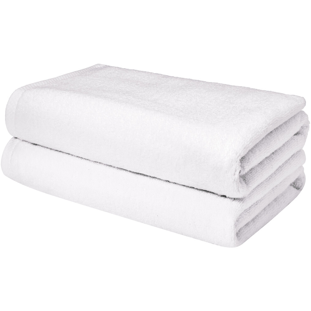 Amazon Basics - Serviette de bain 2 pi   ces     s   chage rapide, grande taille, 100 % coton, blanc, 157 x 76 cm