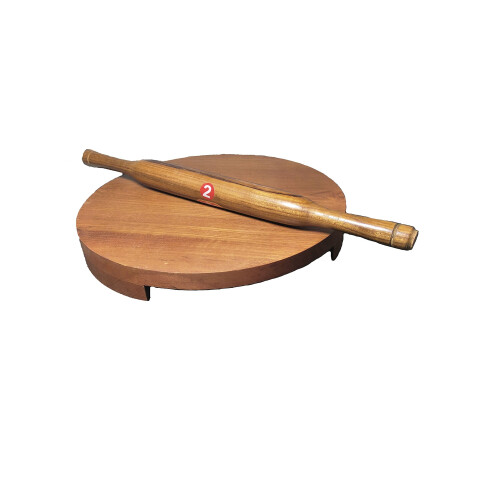 Conjunto de Chakla Belan de Madeira: Rolo e Tábua de Teak de 8 polegadas