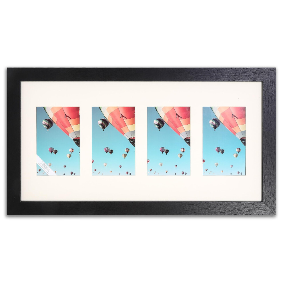 The Display Guys - Collage Houten Fotolijst Met Gehard Glas - 10X20 Mat Multi 4X6 - Wanddecoratie - Zwart-image
