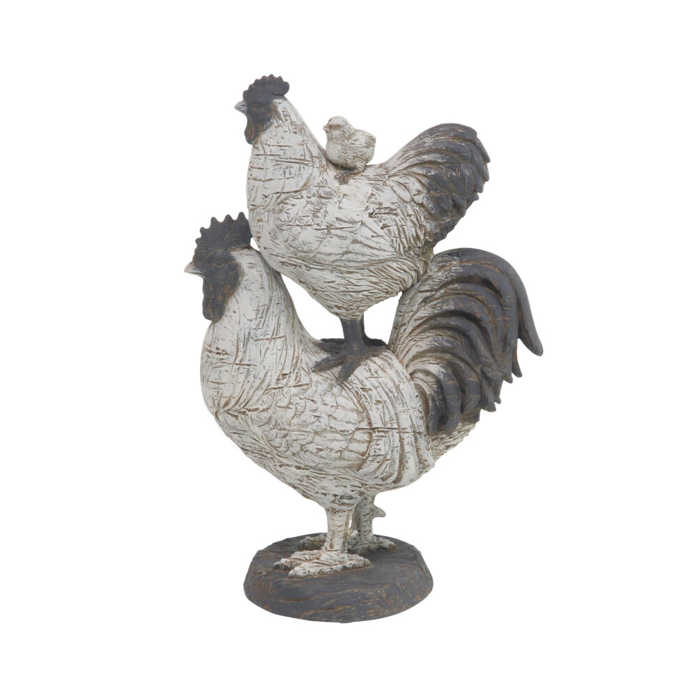 Sculpture d   corative en polystone Deco 79, coq, d   coration d'int   rieur, figurine d   corative, 20,3 x 12,7 x 30,5 cm, blanc