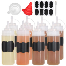 Belinlen 8 Pacote de 12 oz Garrafas de Condimentos Plásticas com Tampa Rosqueável - Perfeitas para Condimentos, Óleo, Coberturas