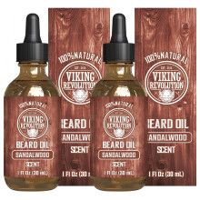 Aceite para barba de sándalo Viking Revolution para hombres - Aceite natural con aceite de argán y jojoba