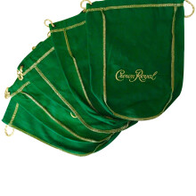 Pakket van 5 Green Crown Royal-tassen met gouden trekkoorden van flessen van 1 liter (9 inch x 5,5 inch) voor cadeauzakjes met kaartspellen of dobbel