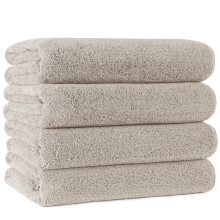 POLYTE Microfiber Quick Dry Lint Free Bath Towel  57 x 30 in  Pack of 4 (Beige)