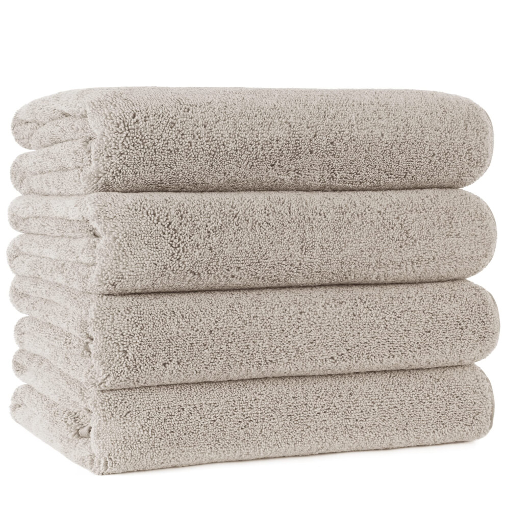 Serviette de bain en microfibre POLYTE     s   chage rapide, non pelucheuse, 145 x 76 cm, lot de 4 (beige)