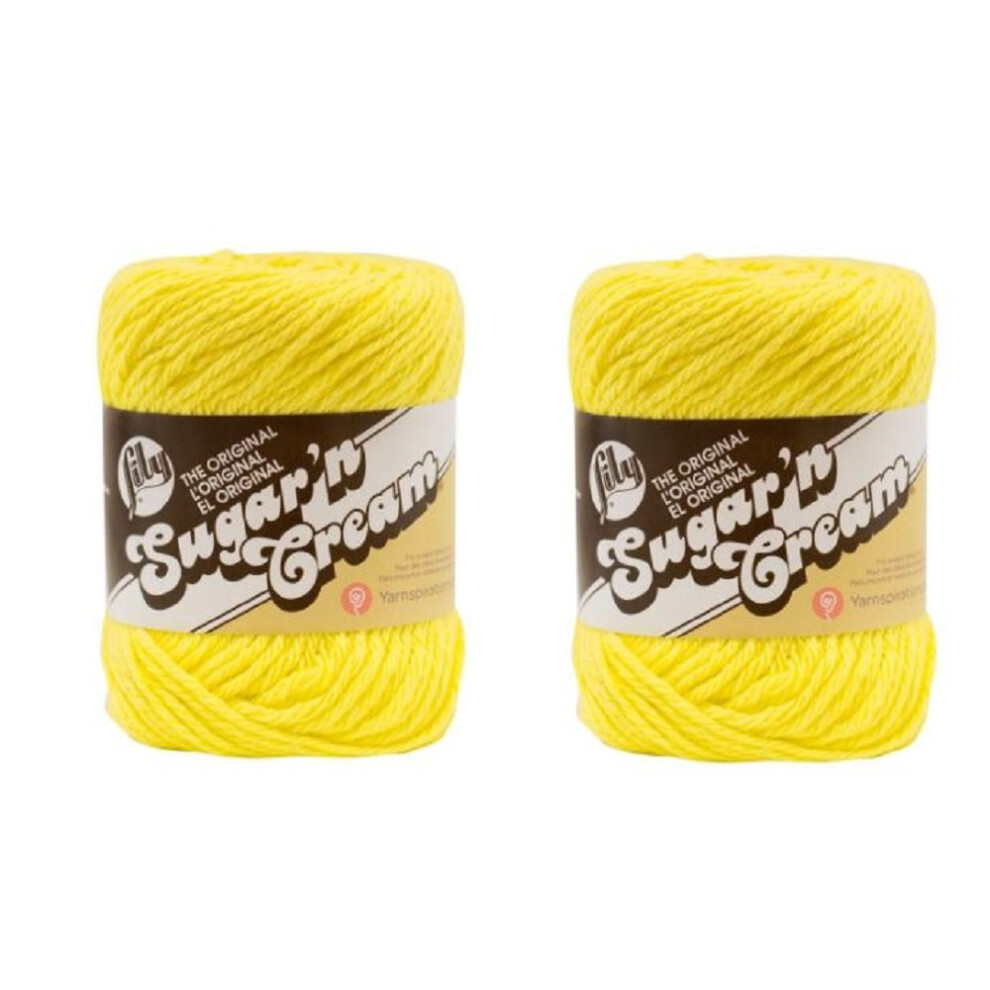 Sugar Sugar Cream Lily Sugar 'N 100% Cotton Medium Gauge Yarn - 2.5 Oz (2-Pack) (Sunshine)