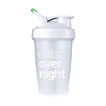 Oats Overnight BlenderBottle - Customized for Overnight Oats - NO WHISK BALL - Milk Fill Line - Clear/White/Green - 20-Ounce Loop Top