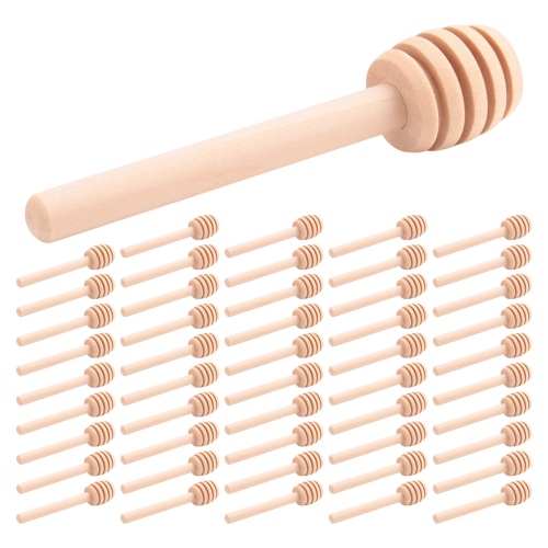 Pacote com 50 mini palitos de mel de madeira de 3 polegadas, servidor para dispensador 1