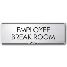 Signe de la salle de pause des employes brosses en argent grave 3 """" ""x 9"" ""Fade resistance interieure / exterieur USA fabrique par mon centre de