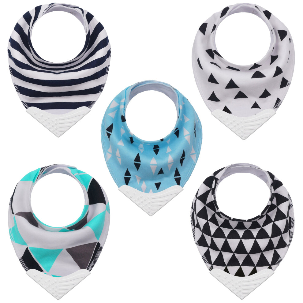 Bavoirs de dentition Giftty pour bébé, bavoir bandana avec anneau de dentition en silicone sans BPA pour garçons et filles, bébés et tout-petits