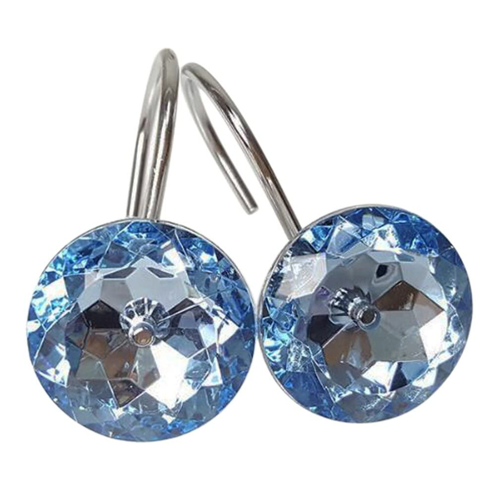 Gracelife 12Er-Set Duschvorhanghaken Mit Strass-Dekoration, Edelstahlring, Mehrere Farboptionen, Duschvorhanghaken Mit Kristall-Design, Kleiderb-image