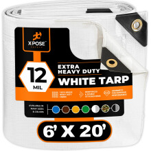 Heavy Duty Wit Poly Tarp 6' X 20' - Multifunctionele beschermhoes - Duurzaam Waterdicht Weerbestendig Scheur- en scheurbestendig - Extra dik 12 Mil P