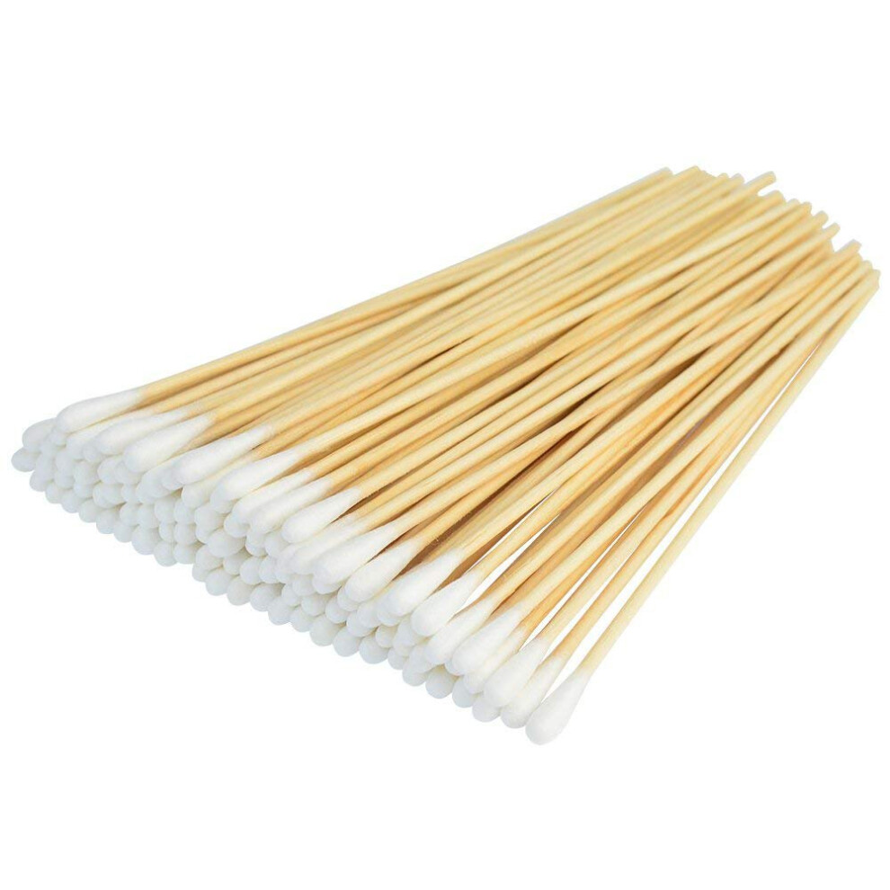 Bantoye 500 Pcs Swabs Cotton Sticks 6 Inches Cleaning Sterile Sticks With Wooden Handle For Wound Clean Cleaning Makeup Removal Residue