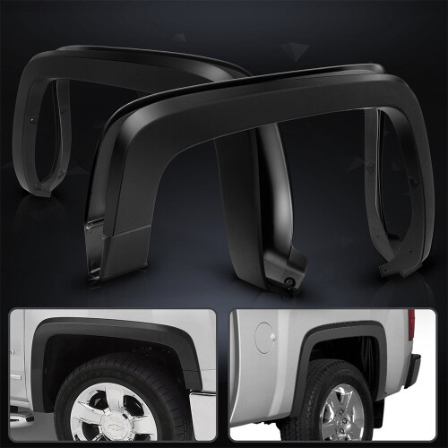 Extensions d'Aile Compatibles avec Chevy Silverado 2014-2018 1500 2500HD 3500HD, Noir PP 1