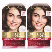 L'Oreal Paris Excellence Creme tarts hajfestk 5AR kzepes juharbarna 100 szzalkos szrke fedsu hajfestk csomag 2 db