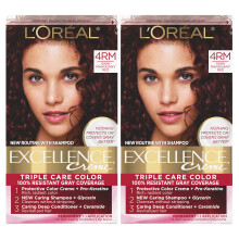 L'Oreal Paris Excellence Creme tarts hajfestk 4RM stt mahagni vrs 100 szzalkos szrke fedsu hajfestk csomag 2 db