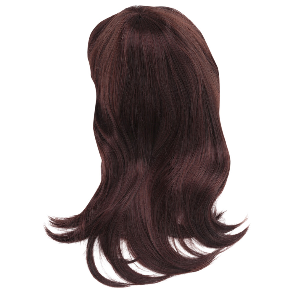 Sin Marca/Genã©Rico - Unisex Brown Women Hair Wigs Natural Wave Dark Side Parting With Bangs