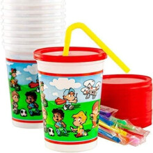 Auslaufsichere 12-Unzen-Partybecher fr Kinder mit Deckel und Strohhalm, 25 Stck. Super langlebig und splmaschinenfest mit BPA-freiem Material, wie