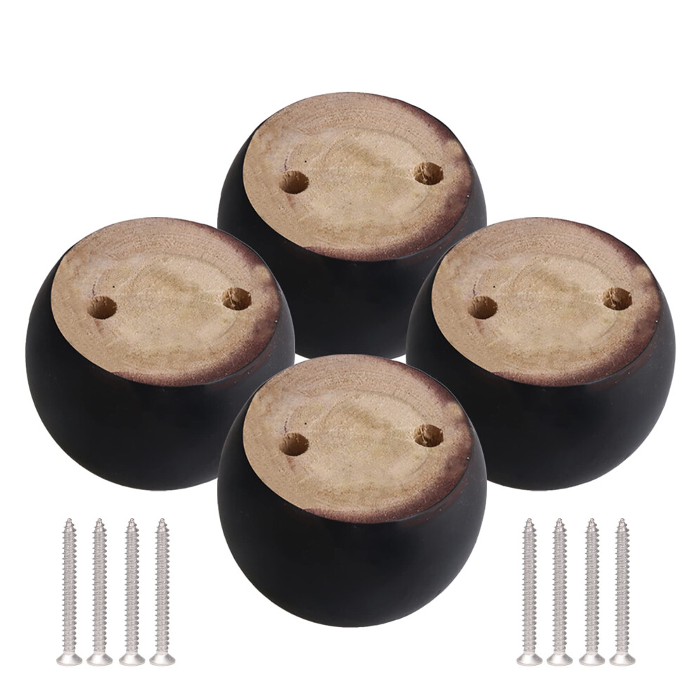 4Pcs 40Mm Height Brown Eucalyptus Wood Round Bun Furniture Feet Sofa Cabinet Couch Legs 720355663926