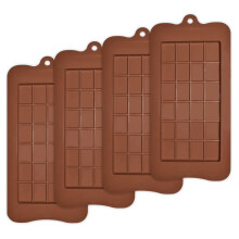 homEdge Break-Apart Chocolate Molds Set of 4 Packs Food Grade Non-Stick Silicone Protein and Energy Bar Molds