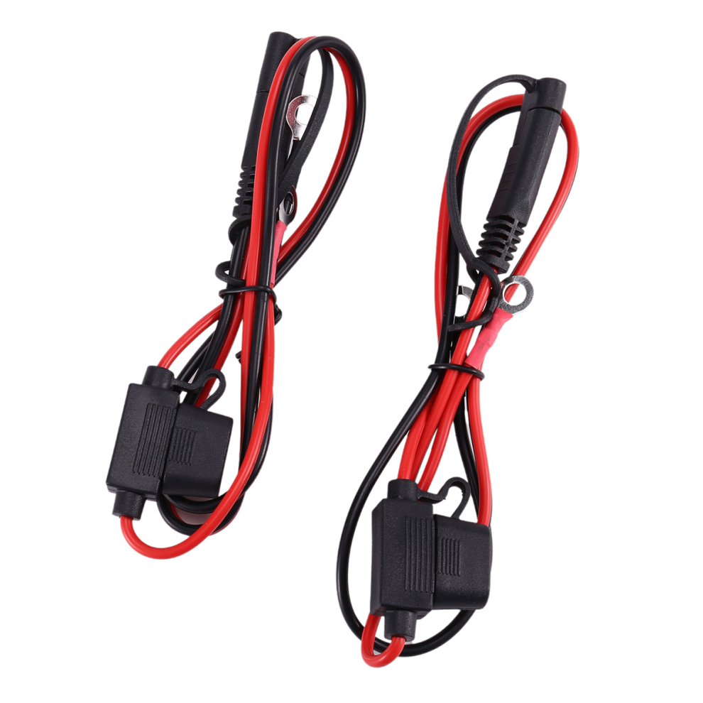 2Pcs Motorcycle Battery Charger Sae Charging Cable Sae Fuse Black 4852629038850