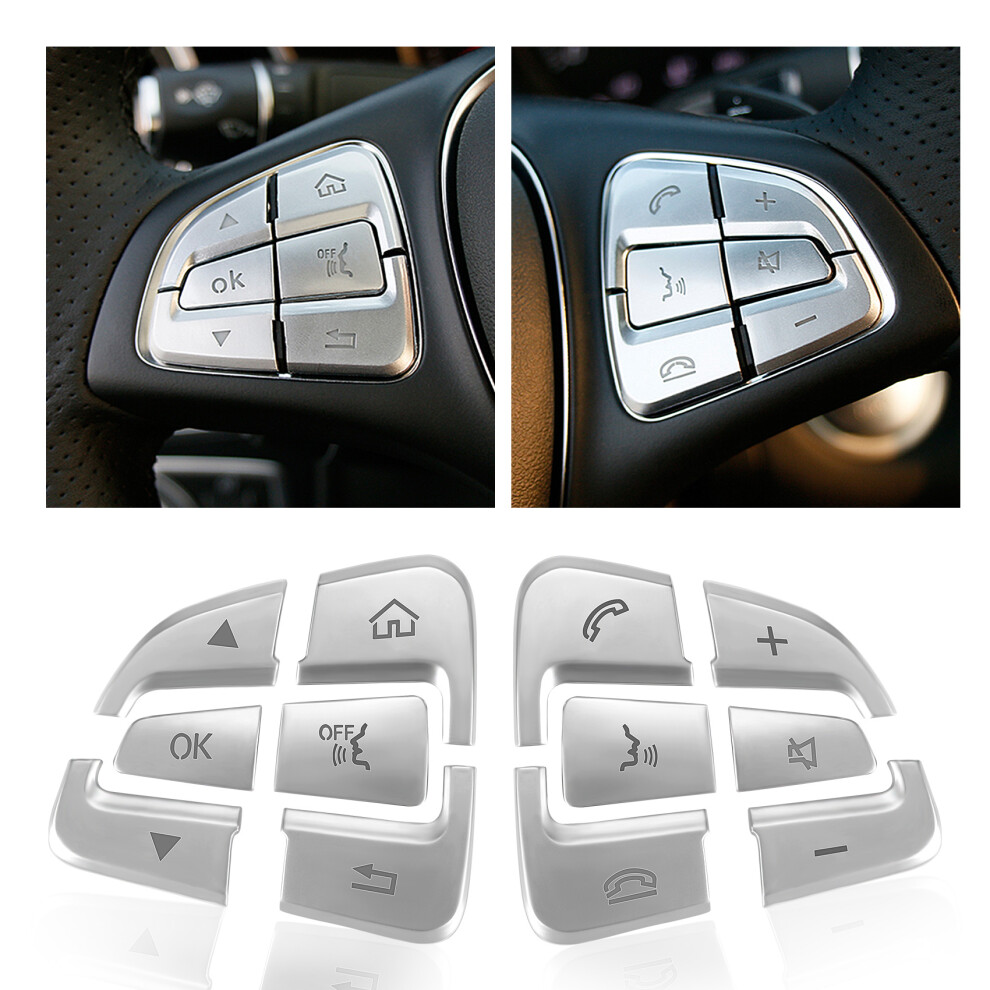 12Pcs Steering Wheel Button Covers Trim Stickers Silver 4852629038928