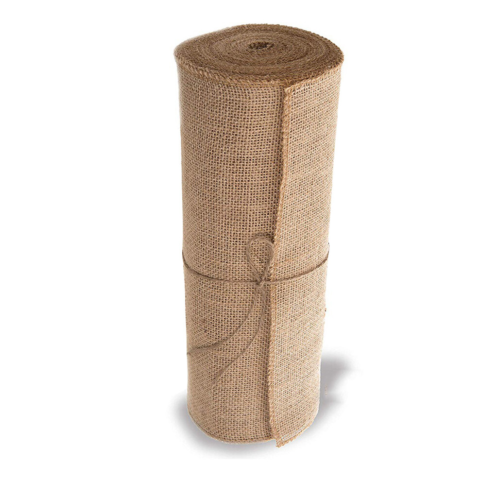Rouleau de napperon en toile de jute - 30 cm x 275 cm. Couverture antidérapante avec bordure décorative.