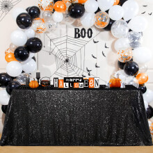 B-COOL Halloween Zwart Pailletten Tafelkleed 90x156inch Glinsterend Pailletten Tafellinnen Glanzend Pailletten Tafelkleed Bruiloft Evenement Decoratie