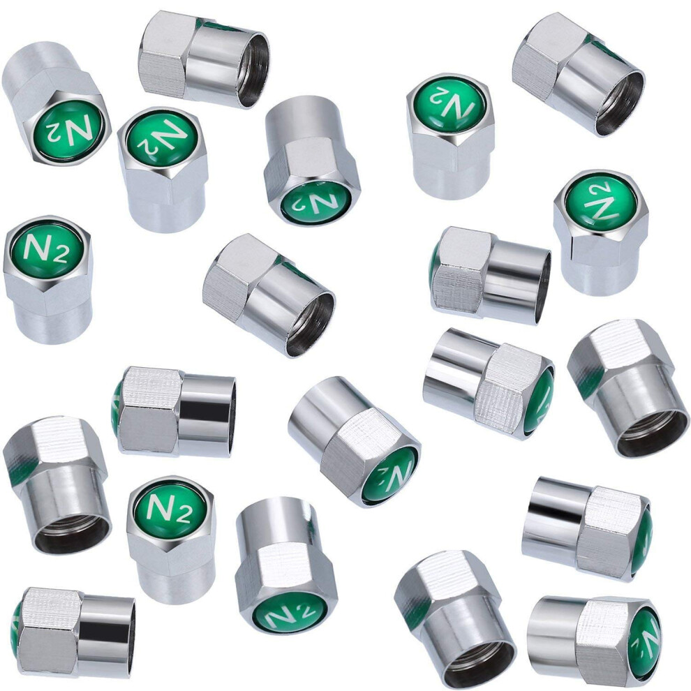 Tatuo 20 Pieces Metal Brass Tire Valve Stem Caps Dustproof Valve Covers for Auto Cars Tire Valves N2 Nitrogen Sign Logo on The Top-image-OPC-PFMJMSW-NEW