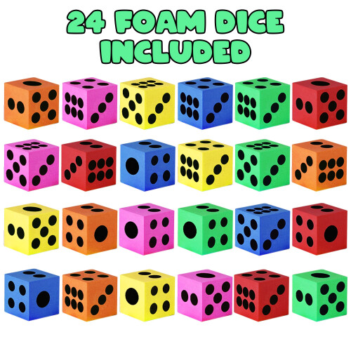 Set de dés en mousse colorée ArtCreativity - Pack de 24 - 1,5 pouces - Dés colorés 1