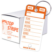 Versa-Tags Top Stripe Key Taggar 250 bilnyckeltaggar Skriv p tunga plastnyckeltaggar och vita trskra vinylpolynyckeltaggar (orange) 2 markrer