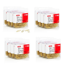 ACCO goldfarbene Clips, glatte Oberflche, 2 Gre, 100 Stck/Karton, 16 Stck, insgesamt 1600 Clips (A7072554)