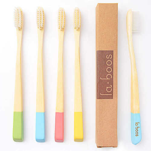 laboos Cepillo de Dientes de Bambú Natural Extra Suave, Cepillo Compacto Biodegradable