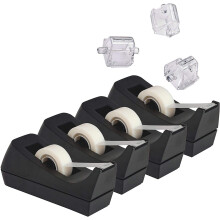 Desktop Tape Dispenser 4 -Pack Non -Scid Base - med 3 extra band Dispenser Ersttning Core (Tape ingr inte) Perfekt fr kontorshem - Value Pack