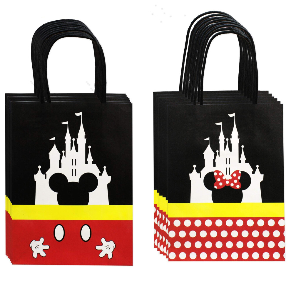 Sacs Friandises Moaxmoa, Sacs Cadeaux En Papier Avec Poign E Pour F Te D'anniversaire, Baby Shower, Th Me Mickey Et Minnie, 12 Pi Ces-image