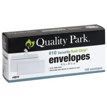 Sobres de seguridad Quality Park n.    10, sin ventana, con autoadhesivo Redi-Strip, 10 kg, tejido blanco, 10,5 x 24,5 cm, 100 por caja (QUA69117)