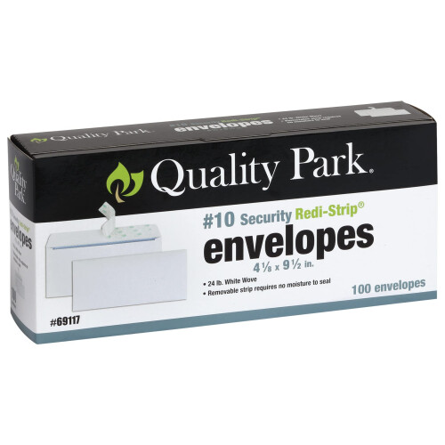 Quality Park #10 Ασφαλή Φάκελοι, Χωρίς Παράθυρο, Αυτοκόλλητοι, 24-lb Λευκό