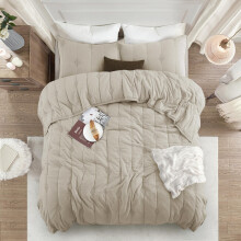 ANNA.Z HOME Queen Quilt Bedding Set - Light Weight Breathable Ultra-Soft Allover Geometric Diamond Stitched Embroidery Beige Queen Bedding Qu