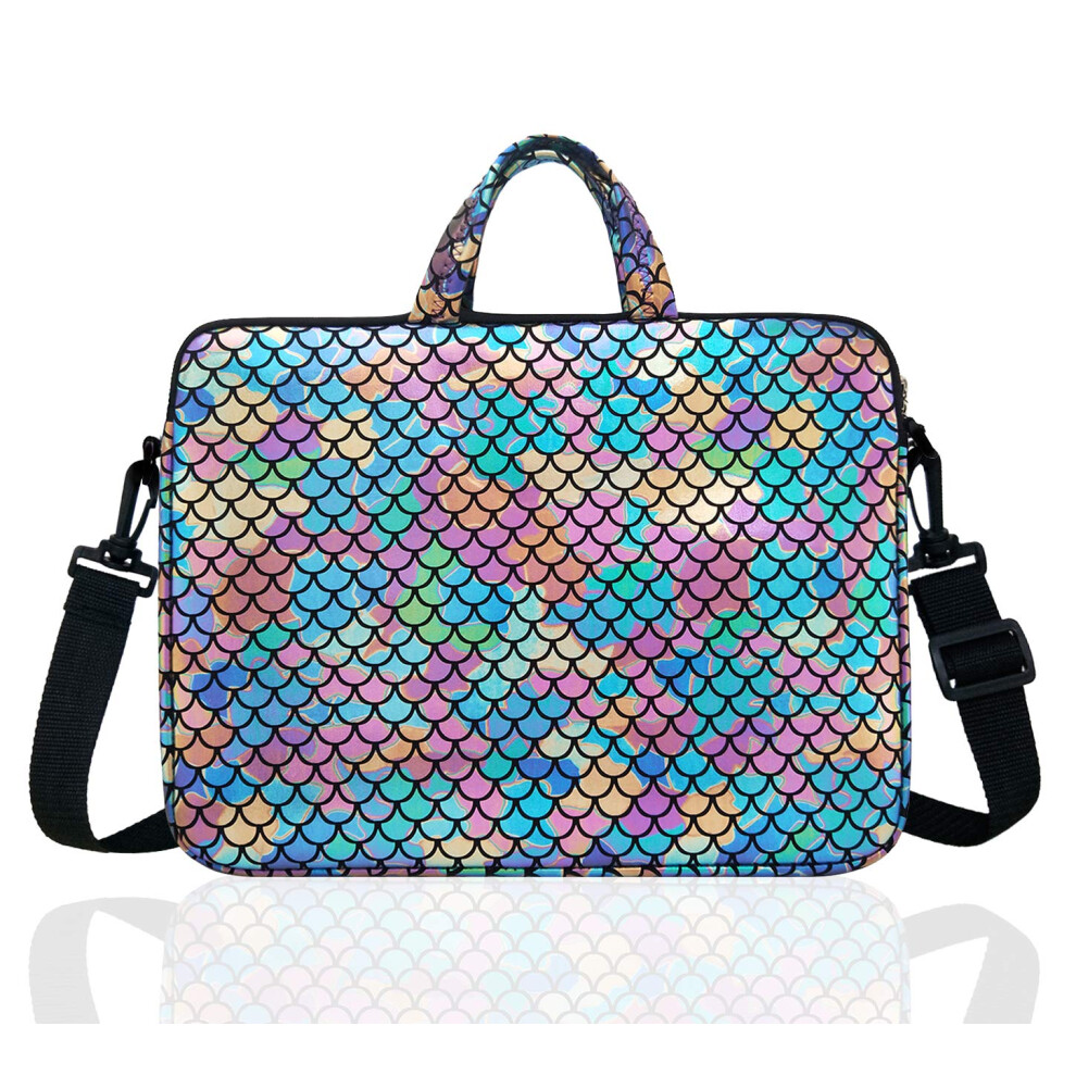 15.6-Inch Laptop Shoulder Carrying Bag Case Sleeve For 14"""""""" 15"""""""" 15.6 Inch Macbook/Notebook/Ultrabook/Chromebook Mermaid Scale (Colorful) 734009212897