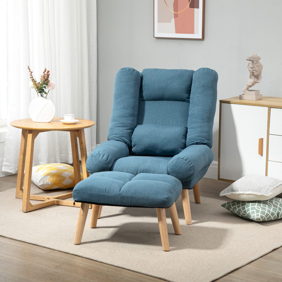 Homcom Recliner With Ottoman 3-Position Adjustable Reclining Lounger Sofa Chair