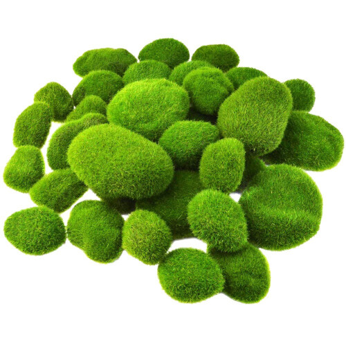 32PCS 5 Size Rocks Decorative Green Moss Balls