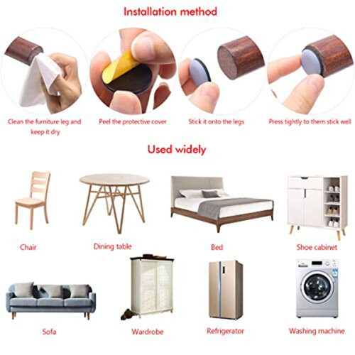 16 Stück Möbelgleiter PTFE-Gleiter Selbstklebende Gleiter Set 1