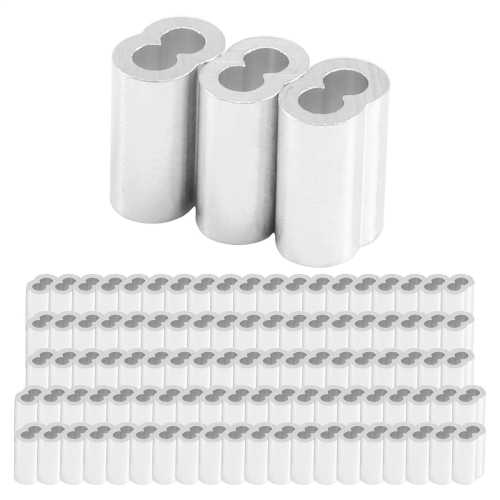 100x Aluminum Crimping Loop Sleeve for 3mm Diameter Wire Rope Cable 1