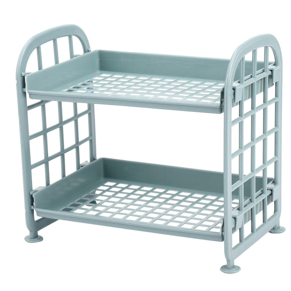 Étagères de rangement, étagère à 2 niveaux, étagère de cuisine, organisateur de salle de bain (bleu nordique)