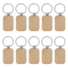 10 pakkaus tyhjä puinen avaimenperä avaimenperällä EDC Tags DIY Key