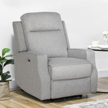 HOMCOM Electric Armchair Grey Linen Recliner with USB Port, Wall-Hugger, 150 Back, Retractable Footrest, 130kg, 833-987V71GY