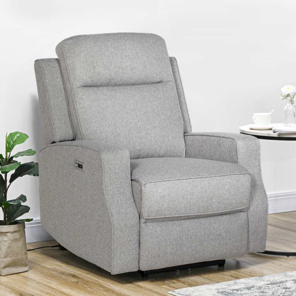 HOMCOM Electric Fabric Recliner Armchair, Reclining Chair with Adjustable Leg Rest, USB Port, for Home Living Room in Grey - Image 5