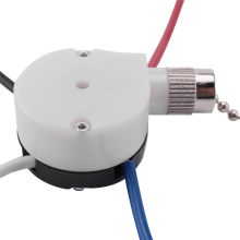 Kit d'interrupteur ZE-208S pour ventilateur de plafond — 3 vitesses, 4 fils, commande à tirette, argent