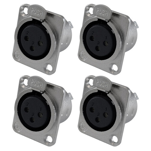 XLR Γυναικείο Jack 3 Pin - Βάσεις στήριξης πάνελ D Series Size XLR-F -4 PACK