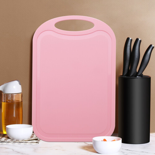 Plastic Chopping Block Vegetable Cutting Board With Hang Hole Pink 1